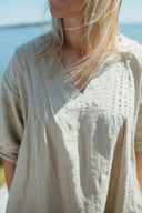 Merry Linen Pintuck Dress